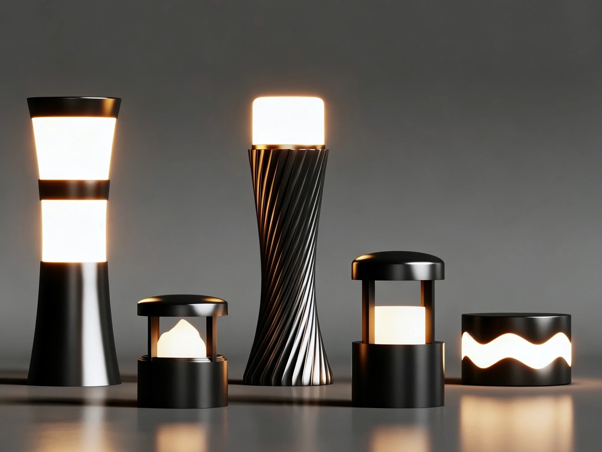 Modern Outdoor Bollard Lights sketchup model preview - SketchupBox