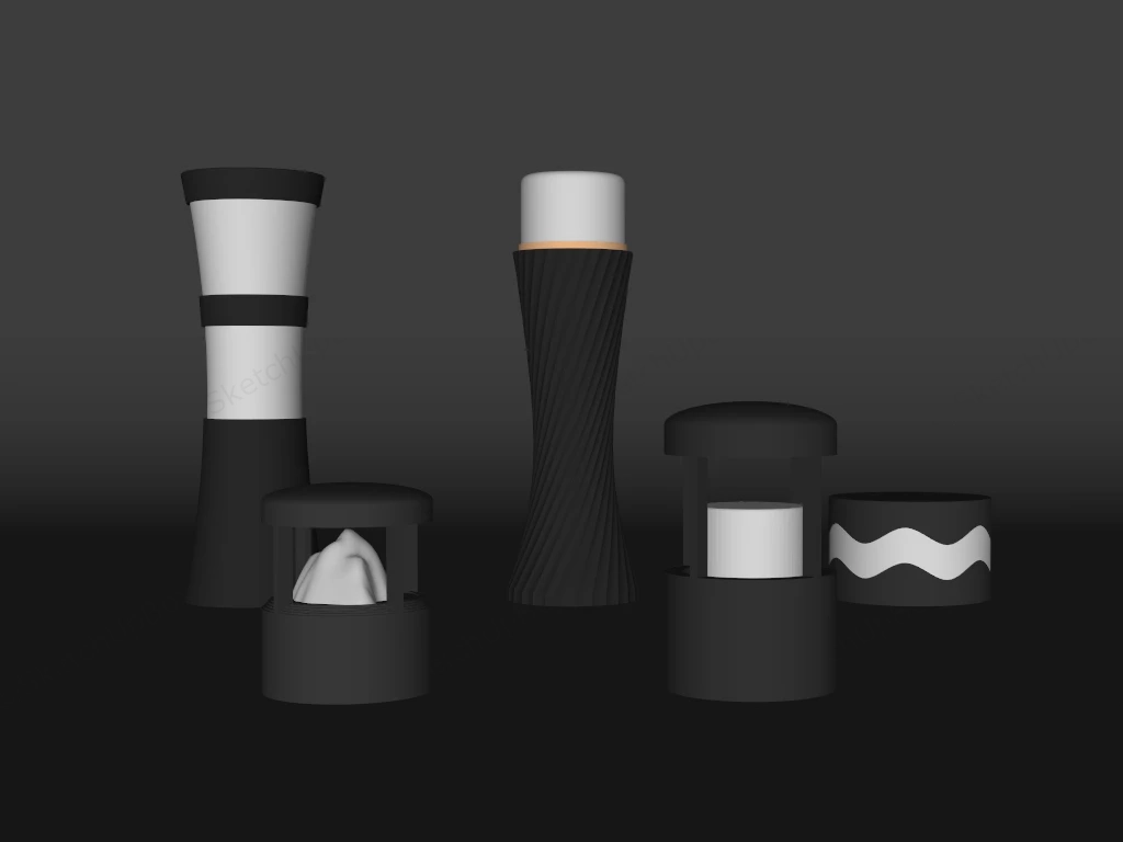 Modern Outdoor Bollard Lights sketchup model preview - SketchupBox