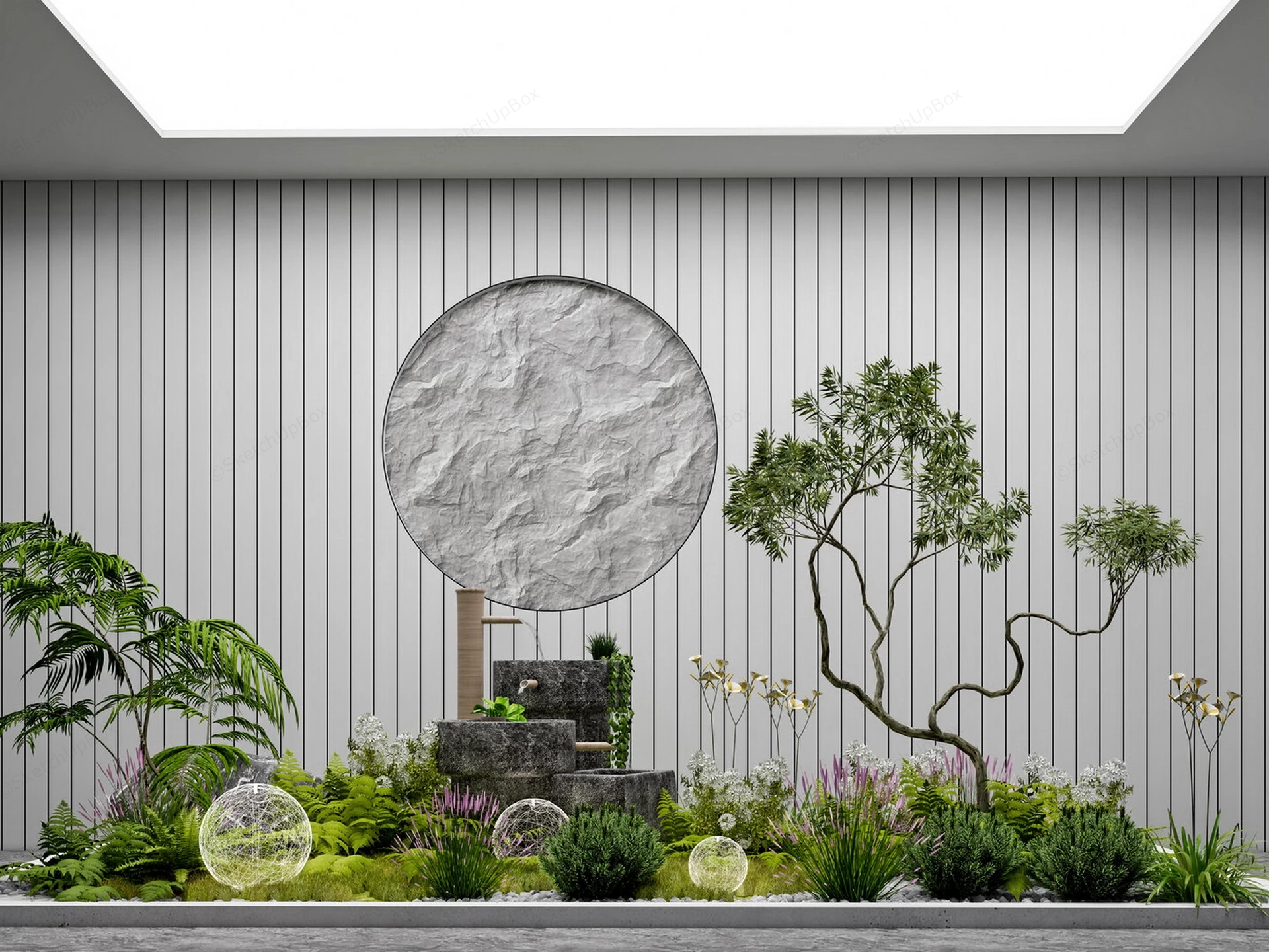 Indoor Japandi Style Biophilic Garden sketchup model preview - SketchupBox