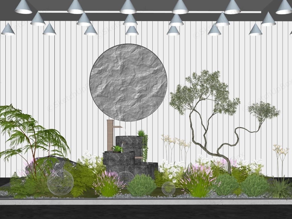 Indoor Japandi Style Biophilic Garden sketchup model preview - SketchupBox
