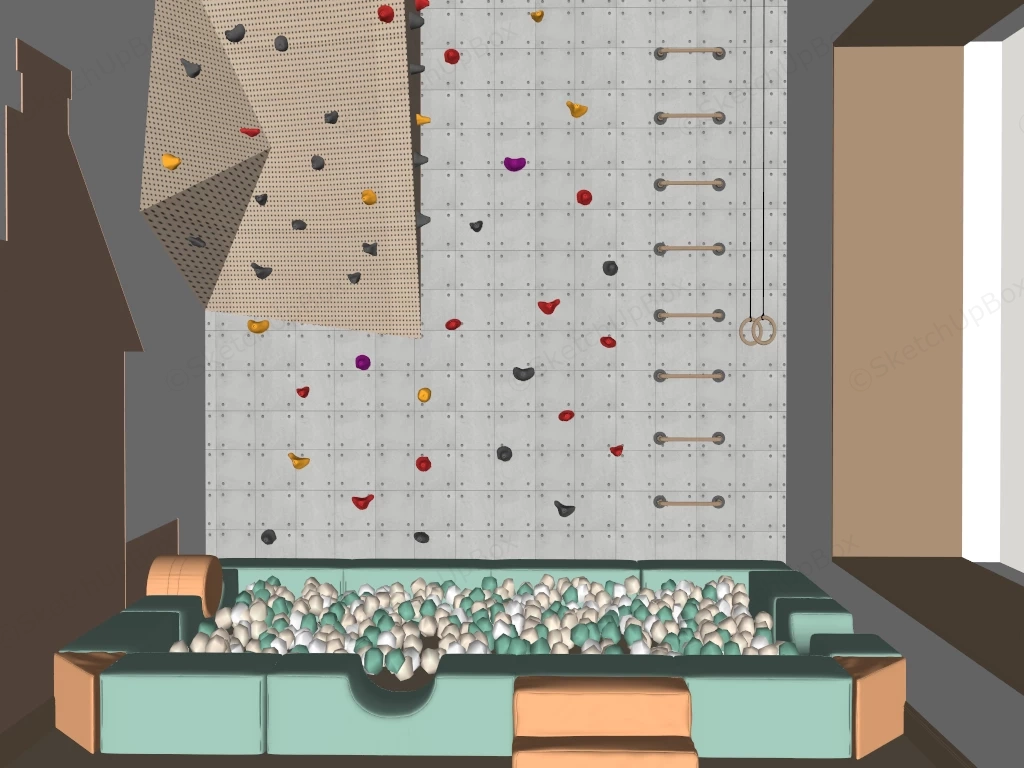 Colorful Indoor Playroom With Climbing Wall sketchup model preview - SketchupBox