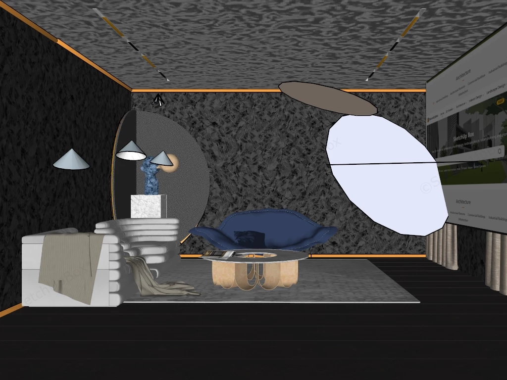 Luxury Home Theater And Lounge Entertainment Suite sketchup model preview - SketchupBox