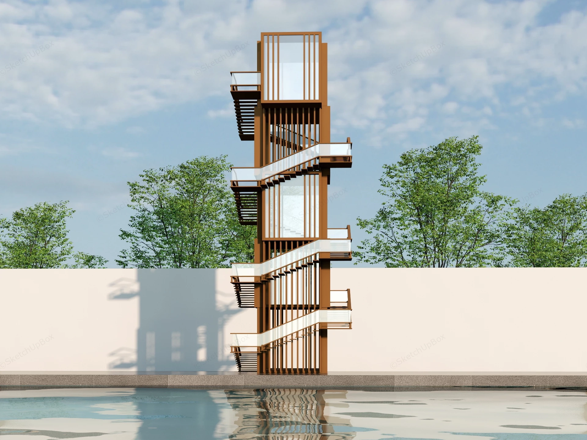Multi Story Scenic Observation Tower sketchup model preview - SketchupBox