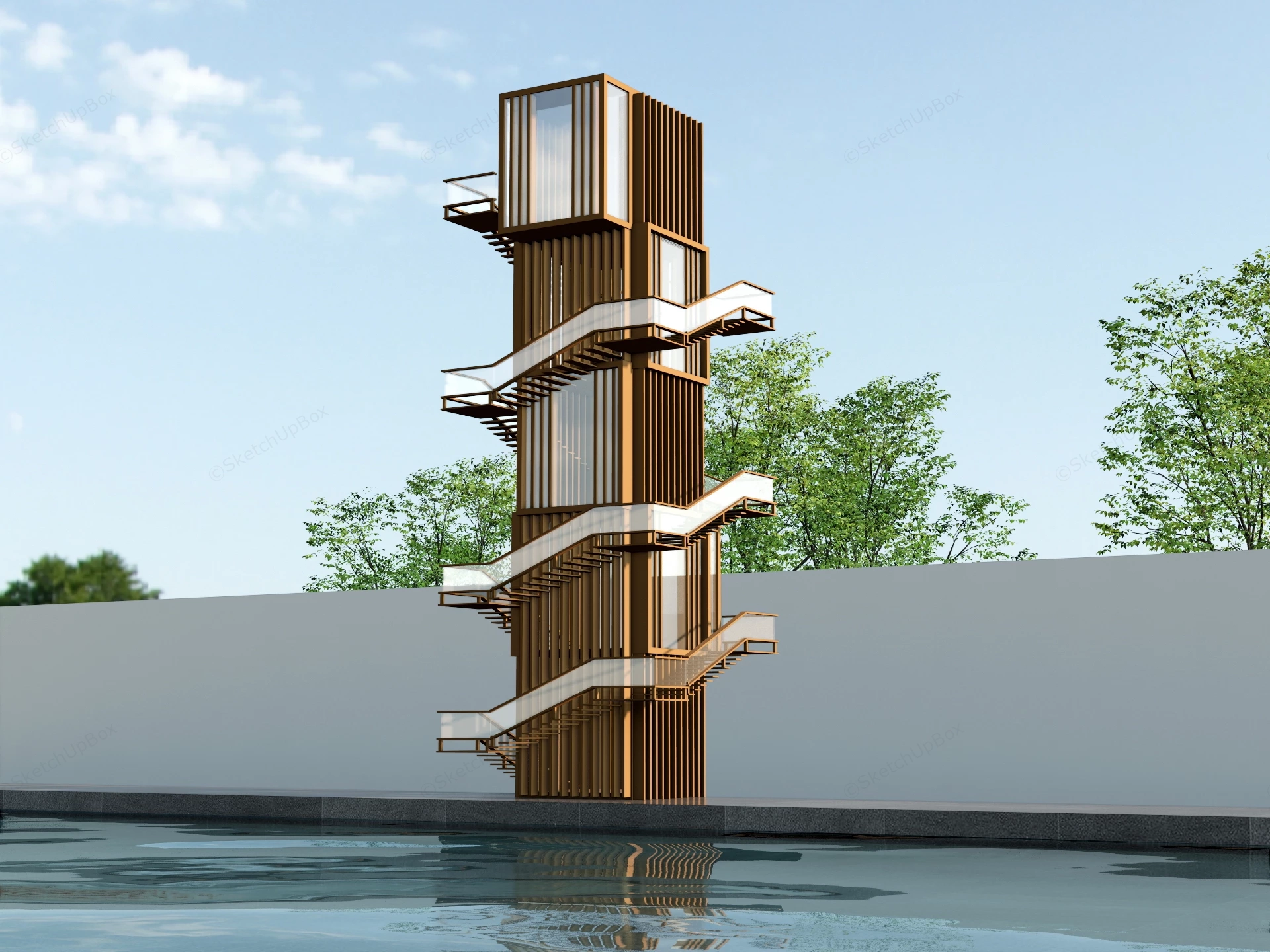 Multi Story Scenic Observation Tower sketchup model preview - SketchupBox