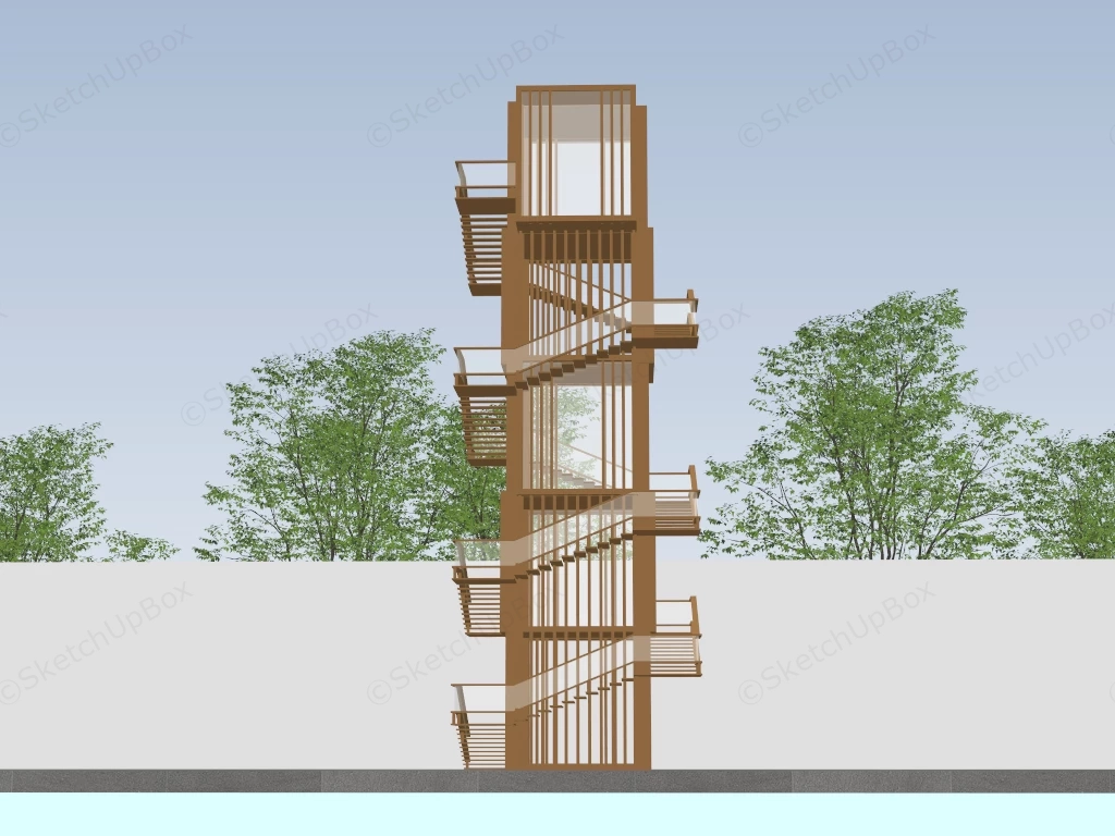 Multi Story Scenic Observation Tower sketchup model preview - SketchupBox