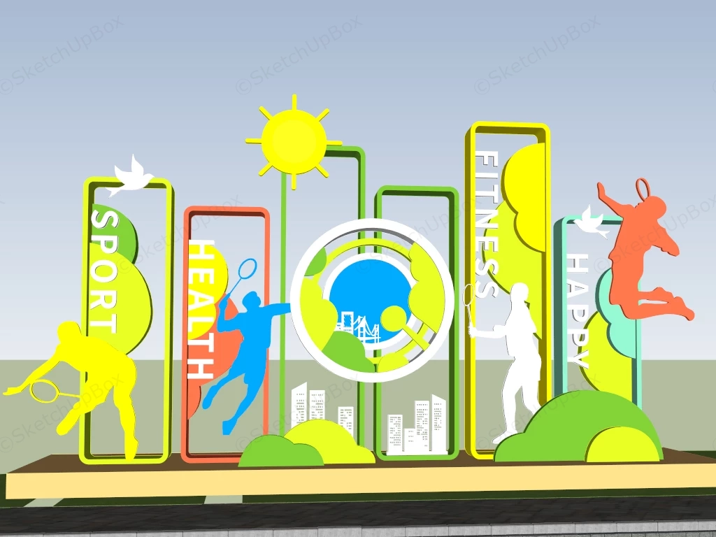 Colorful Outdoor Motivational Sculpture Installation sketchup model preview - SketchupBox