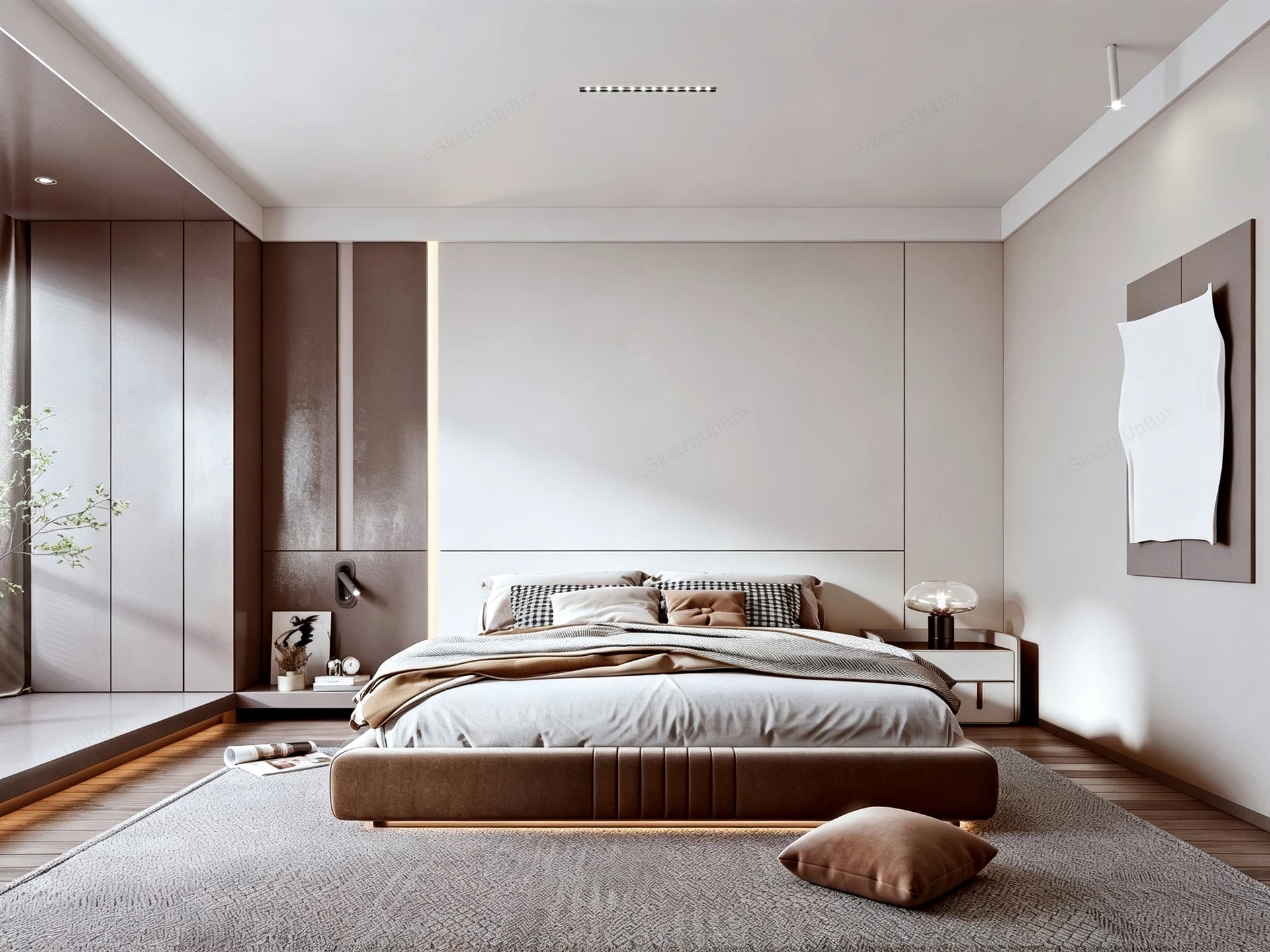 Modern Bedroom With Minimalist Design sketchup model preview - SketchupBox