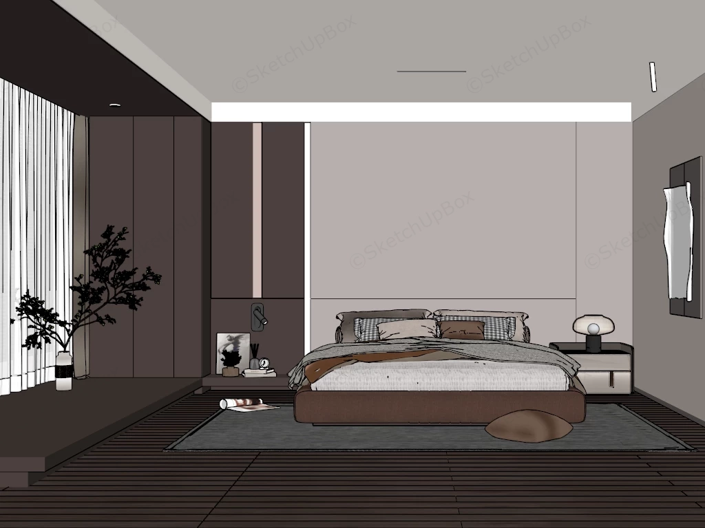 Modern Bedroom With Minimalist Design sketchup model preview - SketchupBox