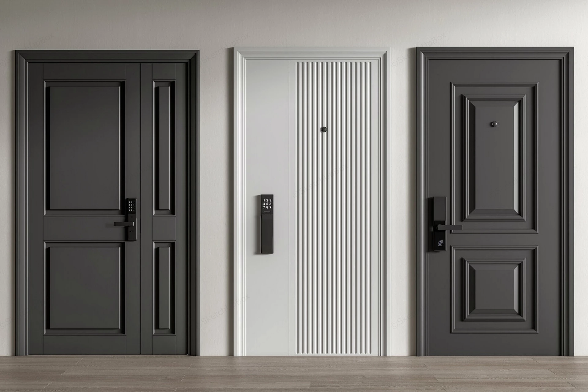 Modern Residential Front Doors sketchup model preview - SketchupBox
