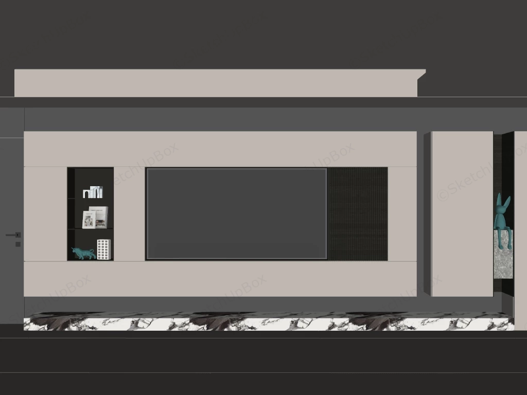 Minimalist Floating Media Wall And Entertainment Center sketchup model preview - SketchupBox