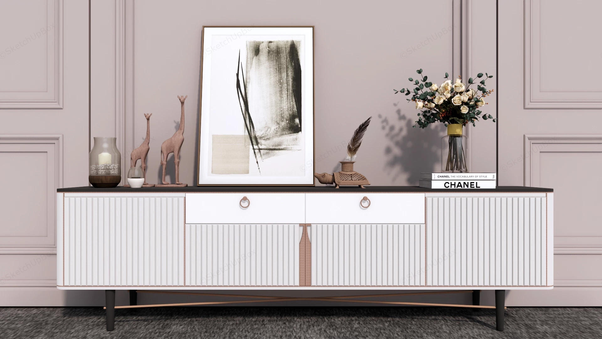 Contemporary Neo Classical Sideboard sketchup model preview - SketchupBox