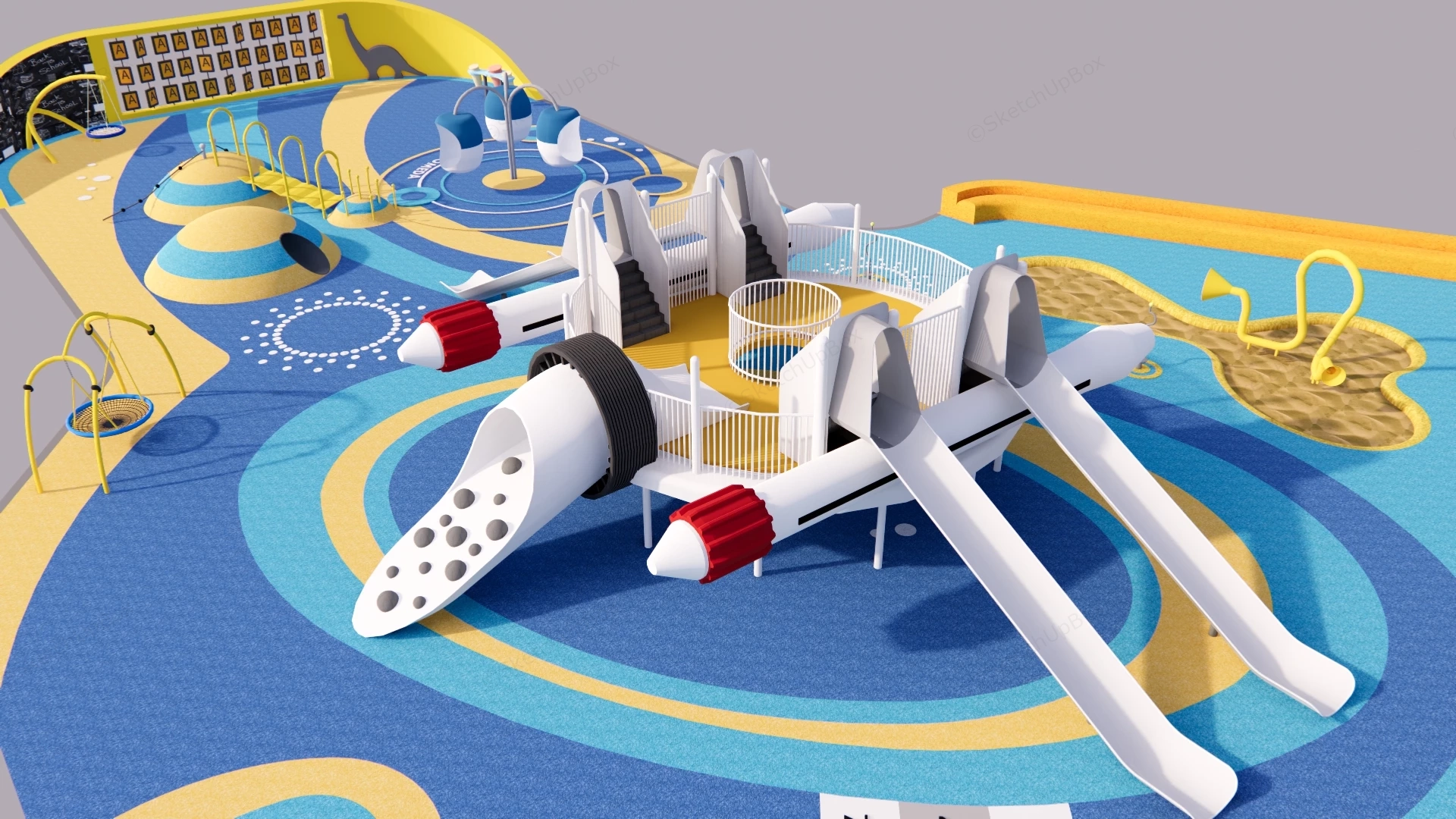 Space Themed Modern Playground sketchup model preview - SketchupBox