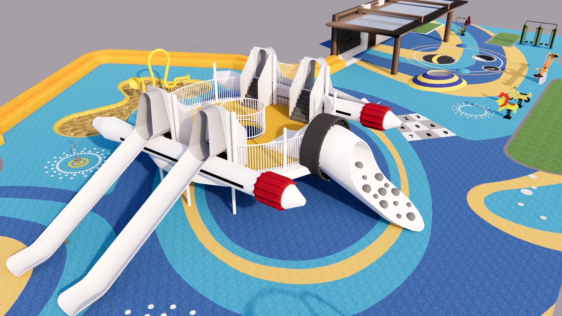 Space Themed Modern Playground sketchup model preview - SketchupBox