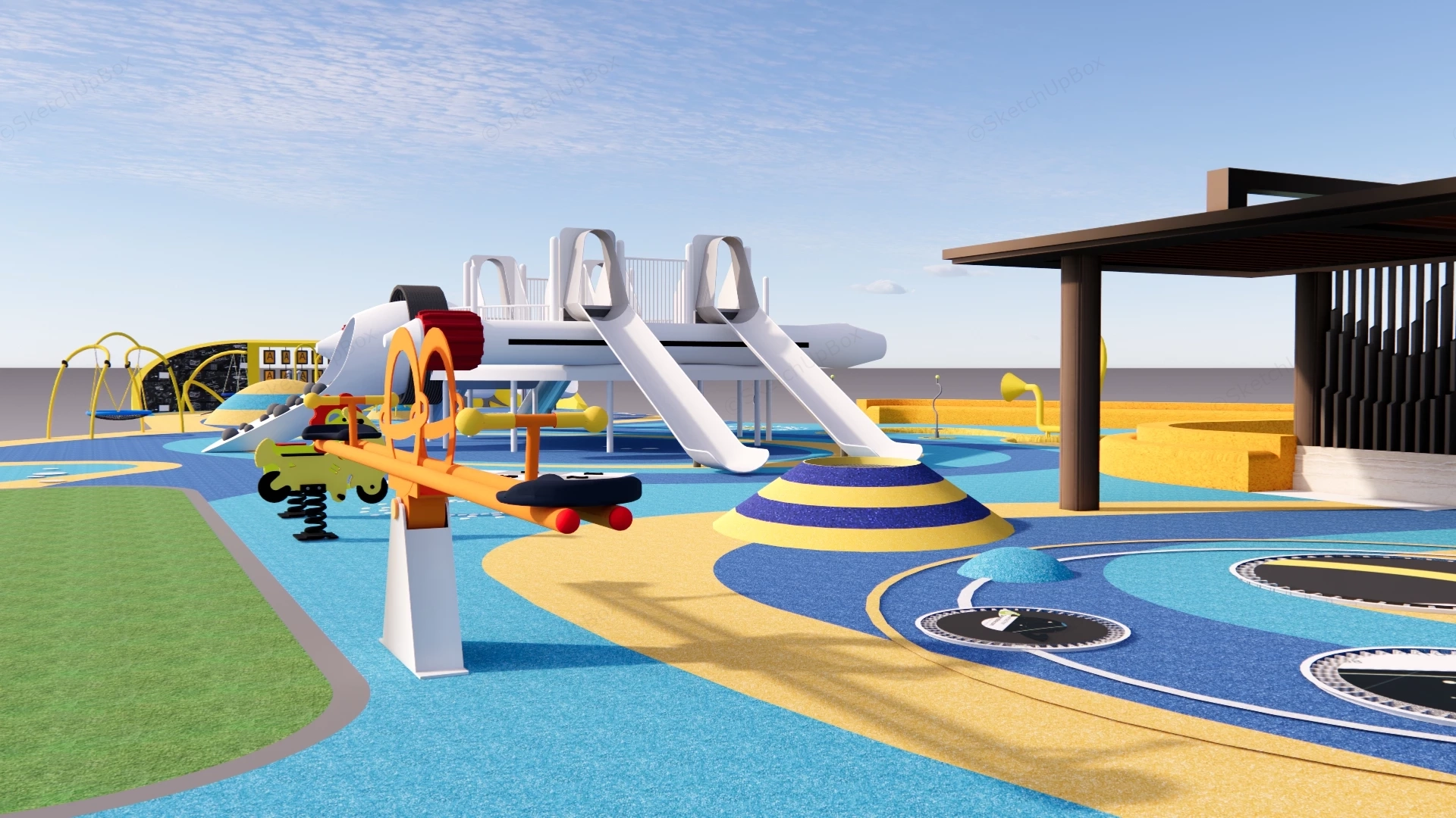 Space Themed Modern Playground sketchup model preview - SketchupBox