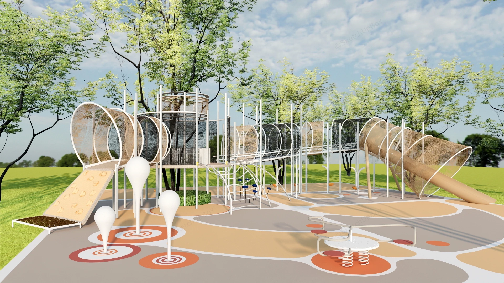 Nature Integrated Modern Playground sketchup model preview - SketchupBox