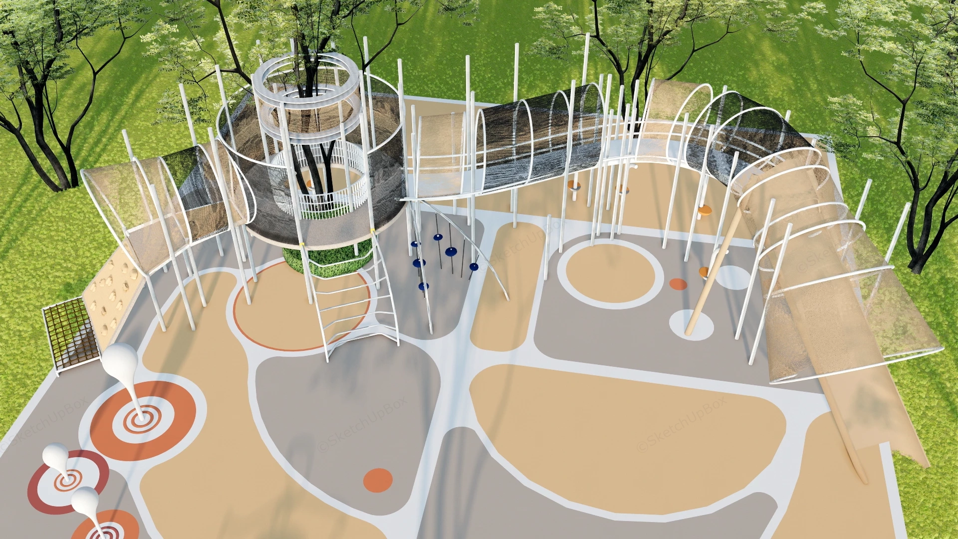 Nature Integrated Modern Playground sketchup model preview - SketchupBox
