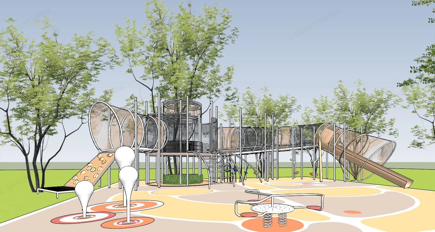 Nature Integrated Modern Playground sketchup model preview - SketchupBox