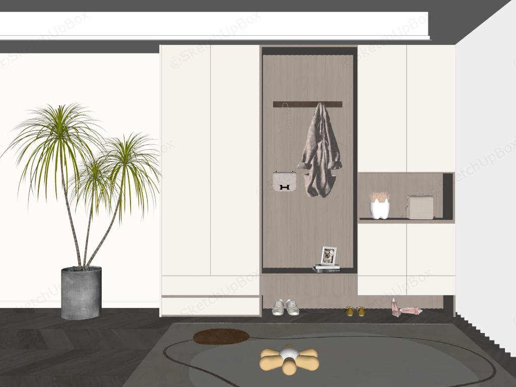 Modern Minimalist Entryway Mudroom Cabinet System sketchup model preview - SketchupBox