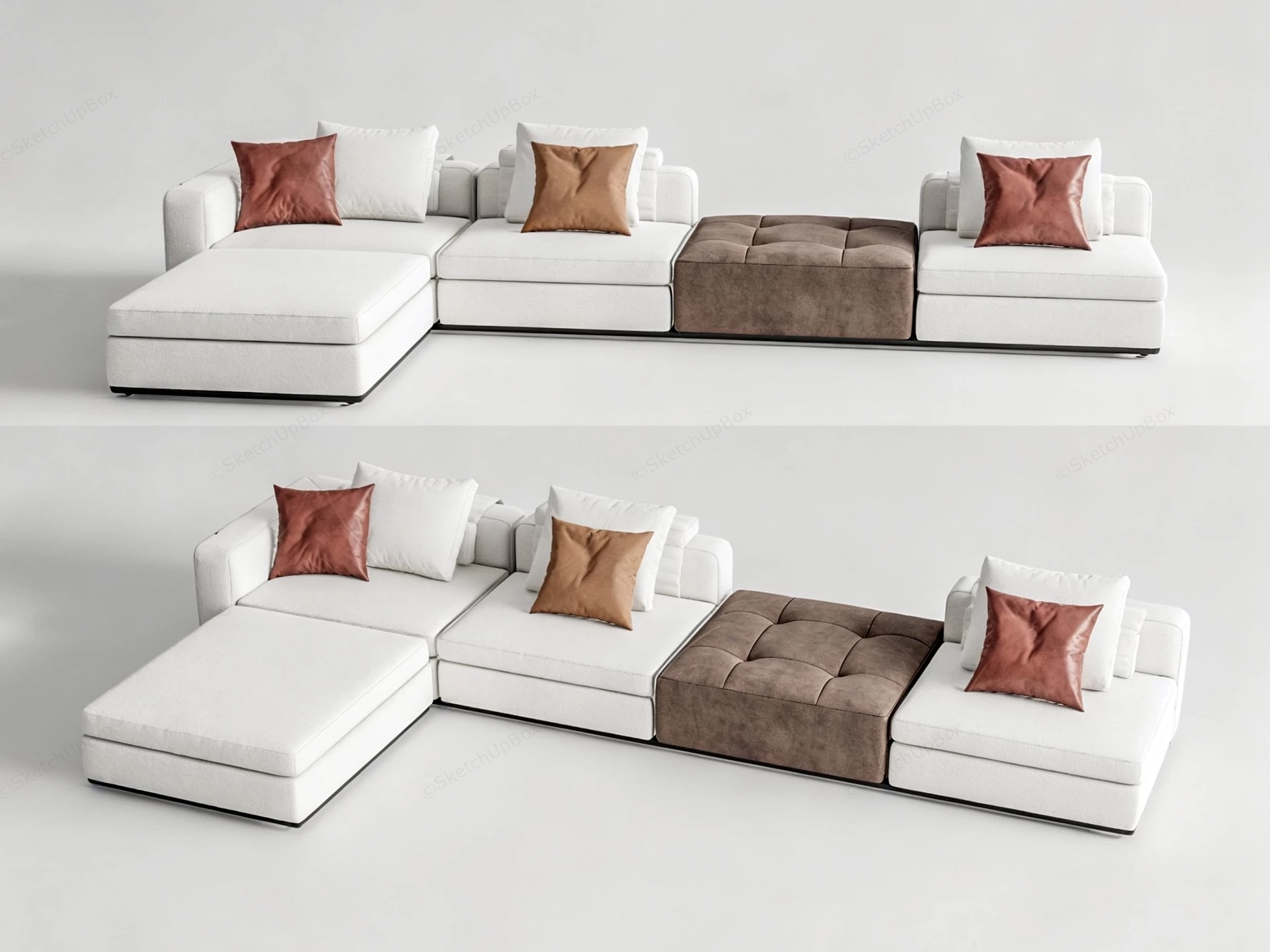 Modern Minimalist Modular Sectional Sofa sketchup model preview - SketchupBox