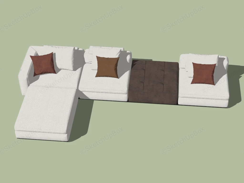 Modern Minimalist Modular Sectional Sofa sketchup model preview - SketchupBox