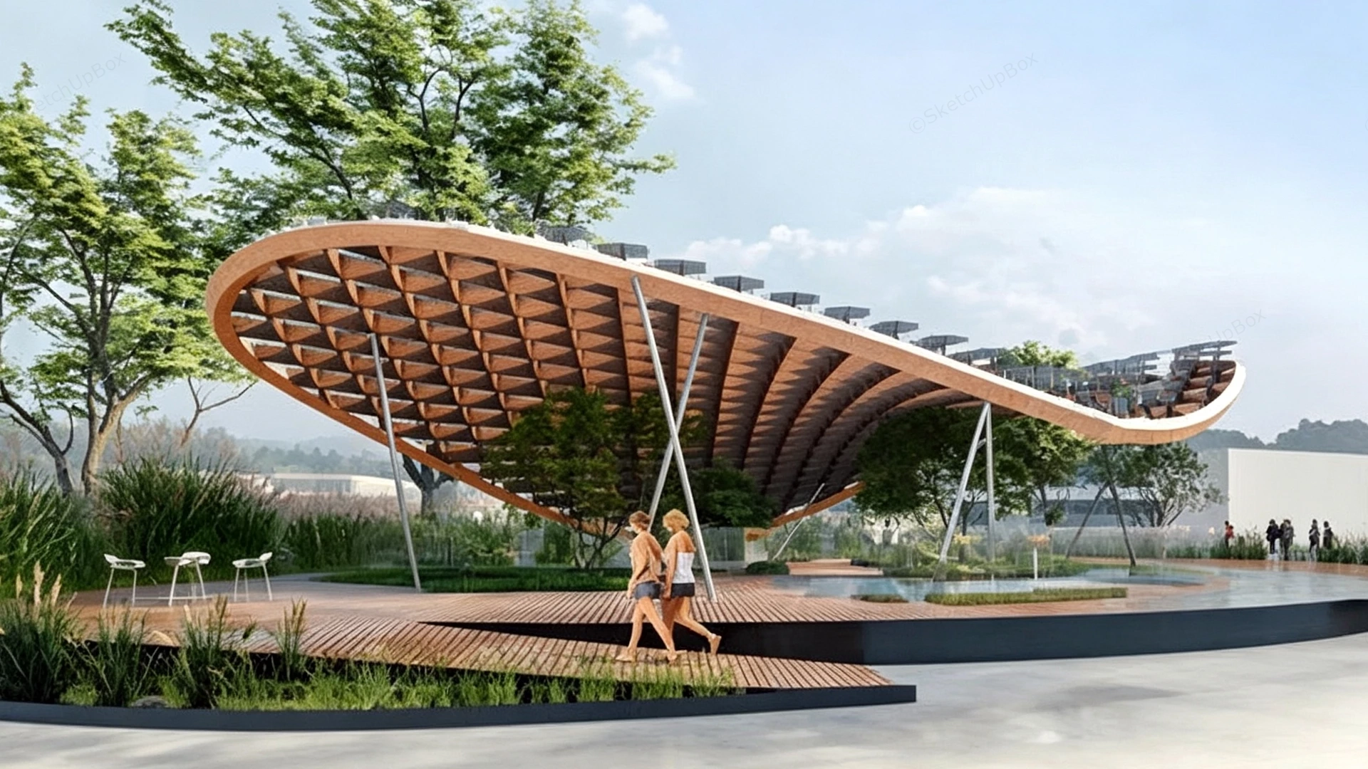 Eco Friendly Public Pavilion And Plaza Design sketchup model preview - SketchupBox