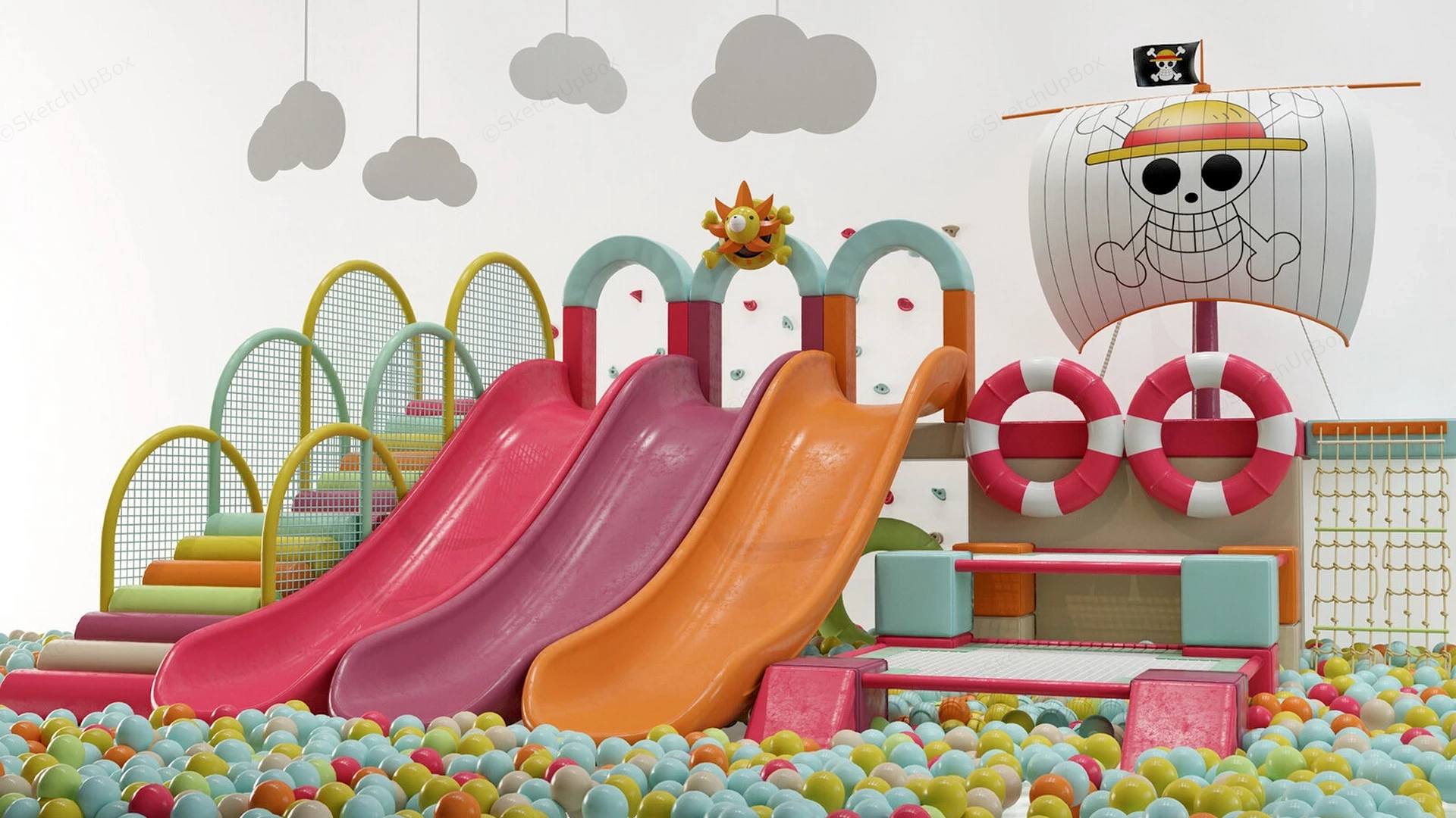 Pirate Themed Indoor Playground sketchup model preview - SketchupBox