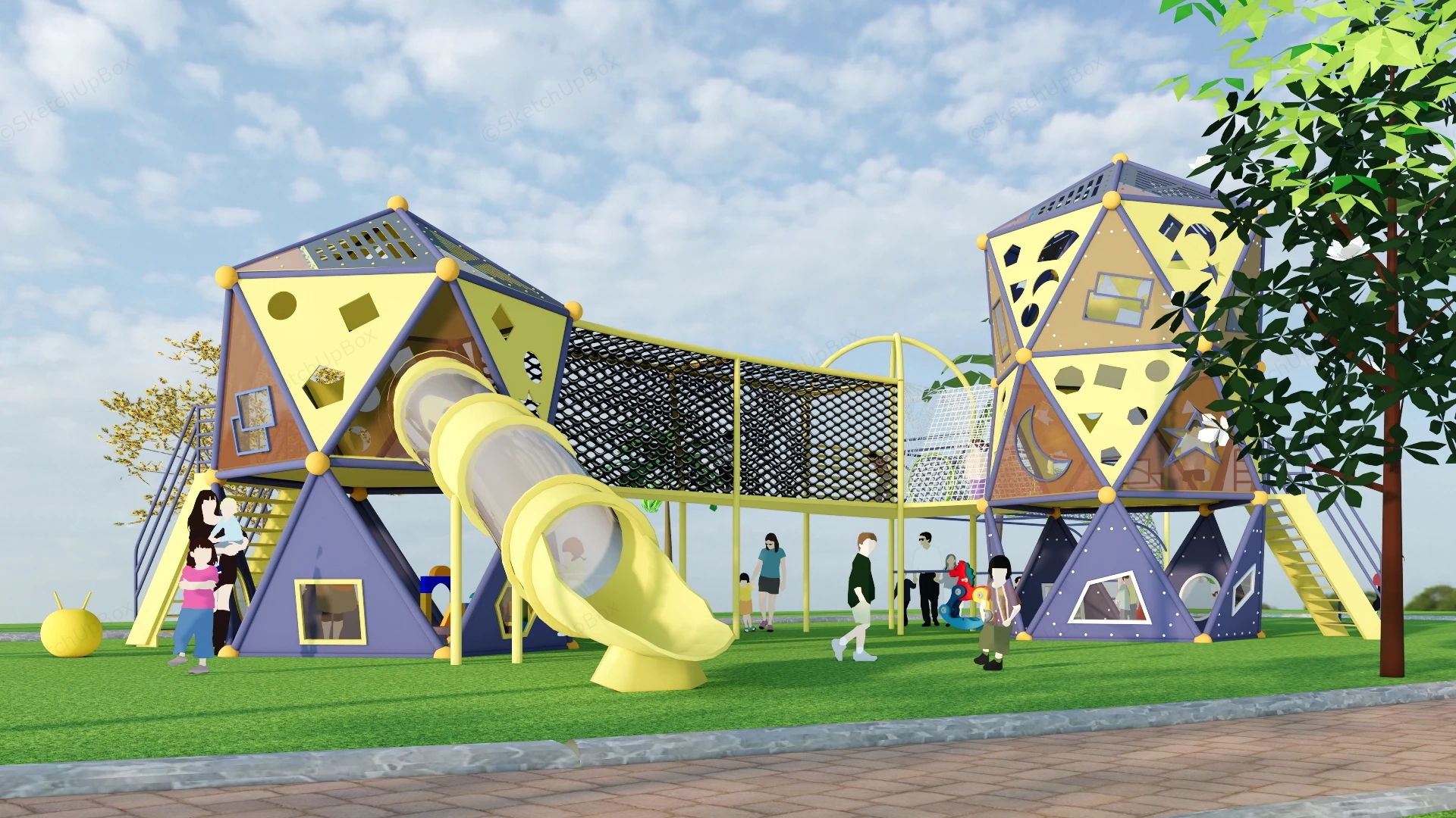 Geometric Children's Playground sketchup model preview - SketchupBox