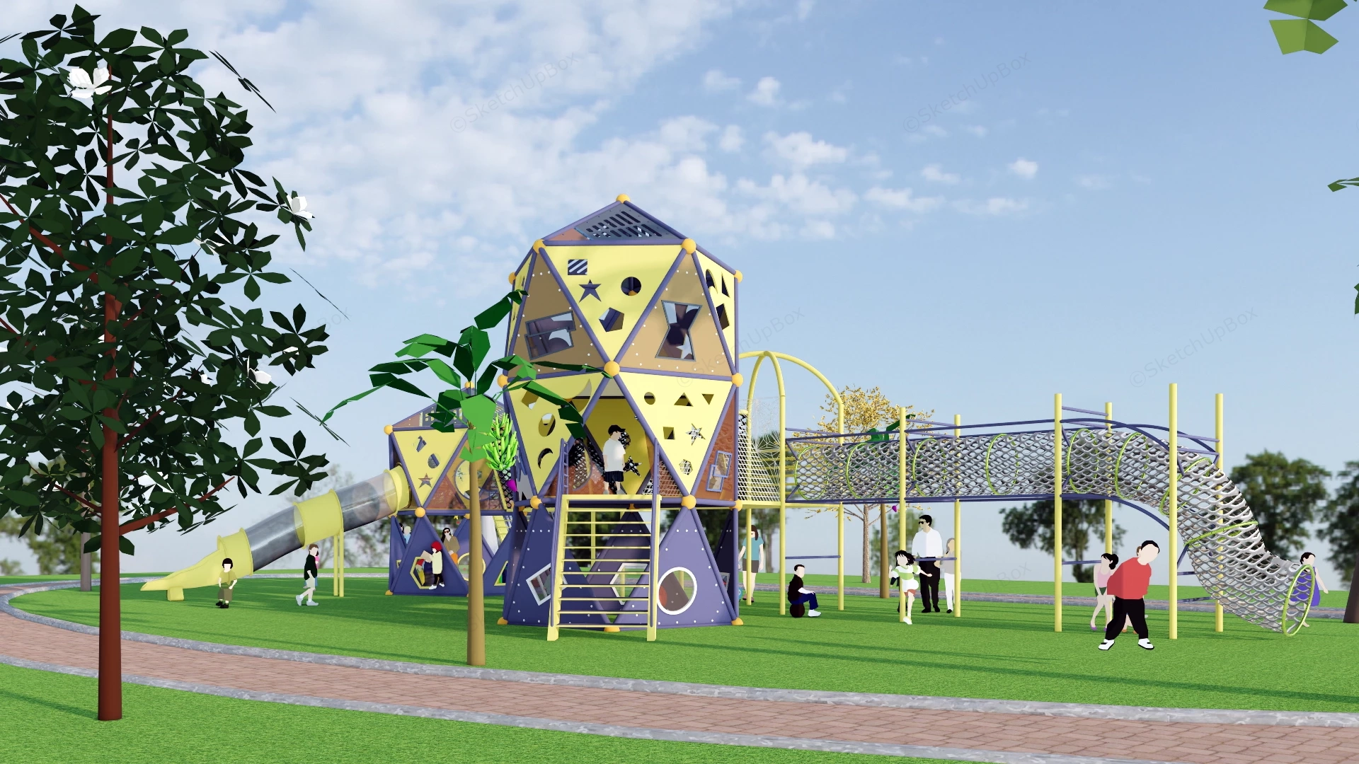 Geometric Children's Playground sketchup model preview - SketchupBox