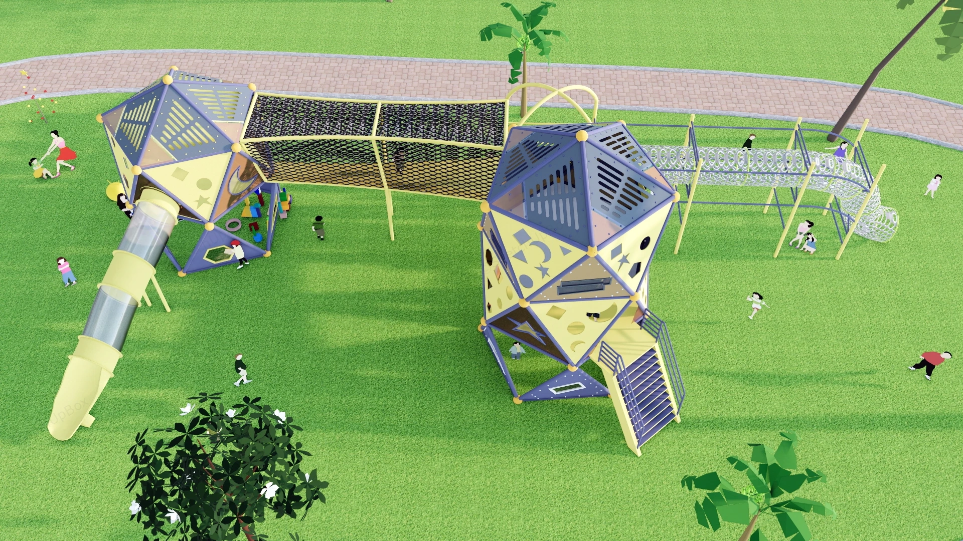 Geometric Children's Playground sketchup model preview - SketchupBox