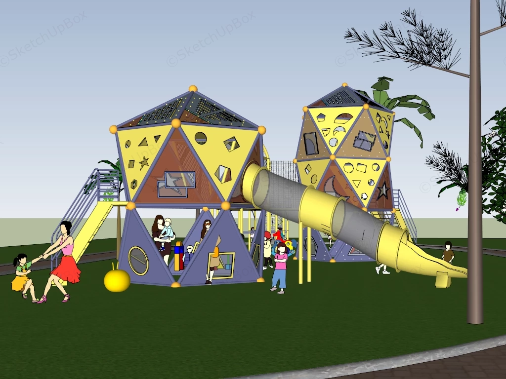 Geometric Children's Playground sketchup model preview - SketchupBox