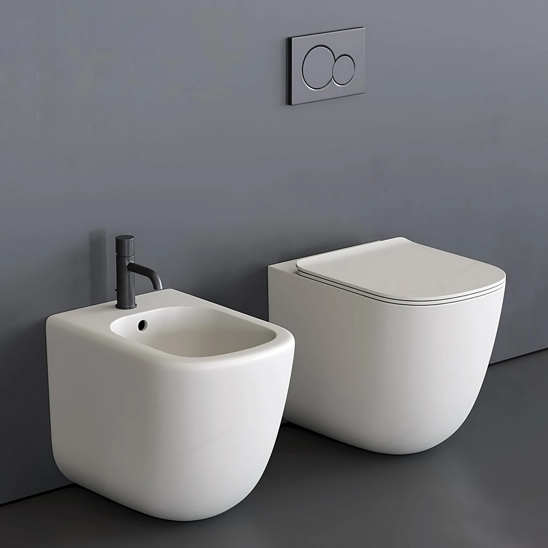 Wall Hung Toilet Set sketchup model preview - SketchupBox