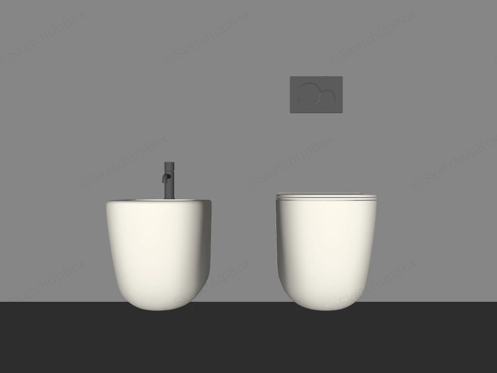Wall Hung Toilet Set sketchup model preview - SketchupBox