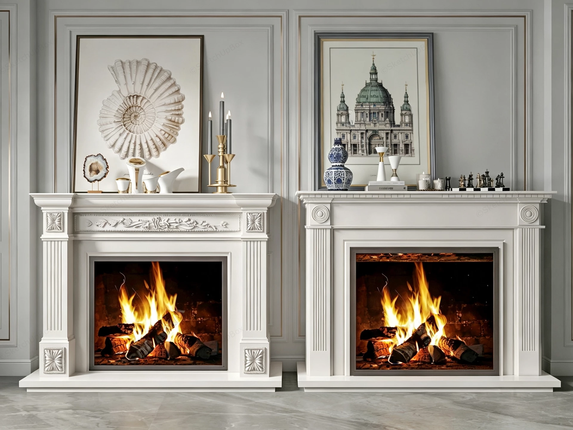 Neoclassical Luxury Fireplaces sketchup model preview - SketchupBox