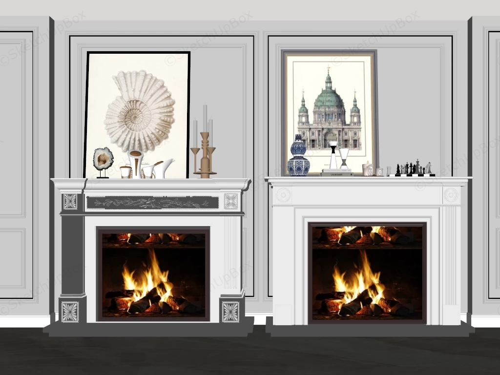 Neoclassical Luxury Fireplaces sketchup model preview - SketchupBox