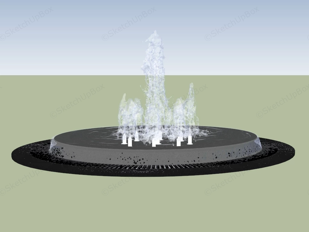 Modern Circular Water Fountain sketchup model preview - SketchupBox