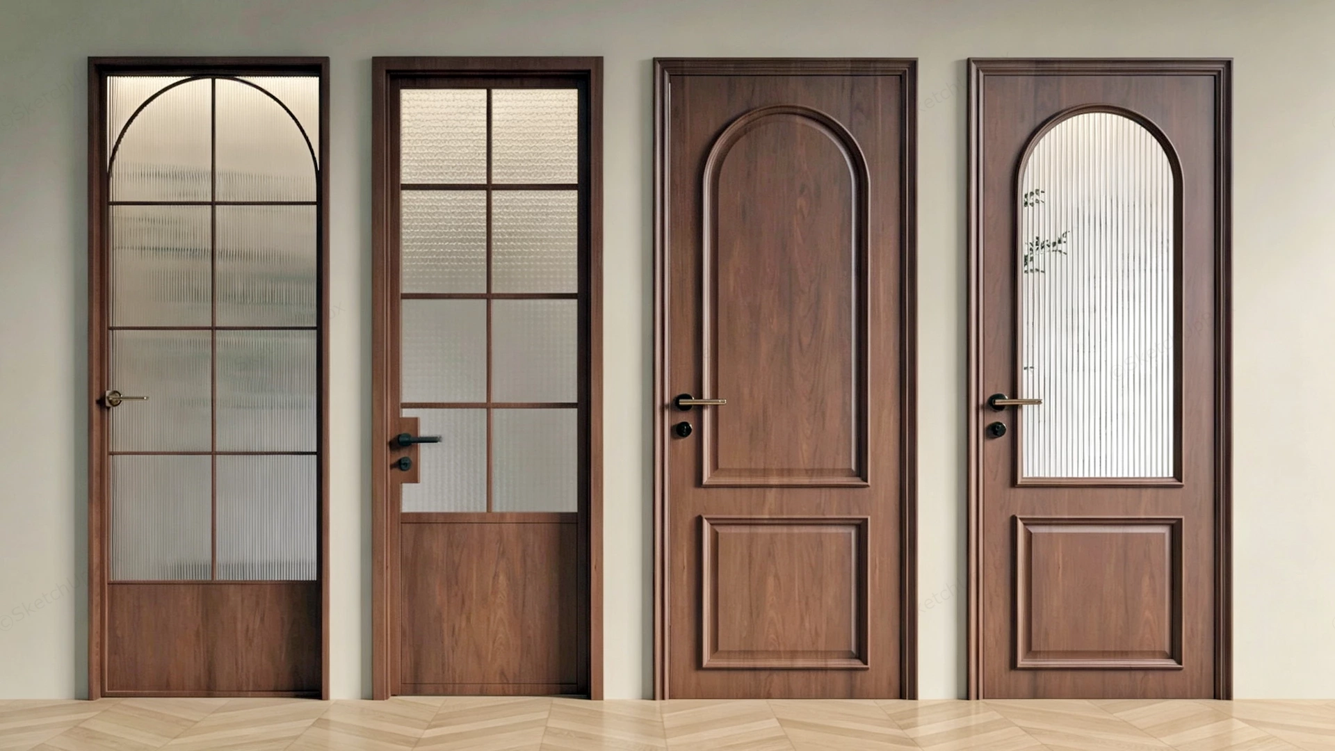 Collection Of Modern Interior Wooden Doors sketchup model preview - SketchupBox