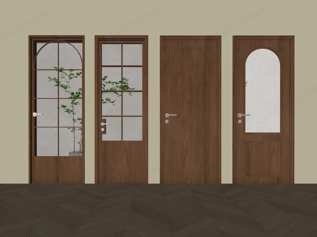 Collection Of Modern Interior Wooden Doors sketchup model preview - SketchupBox