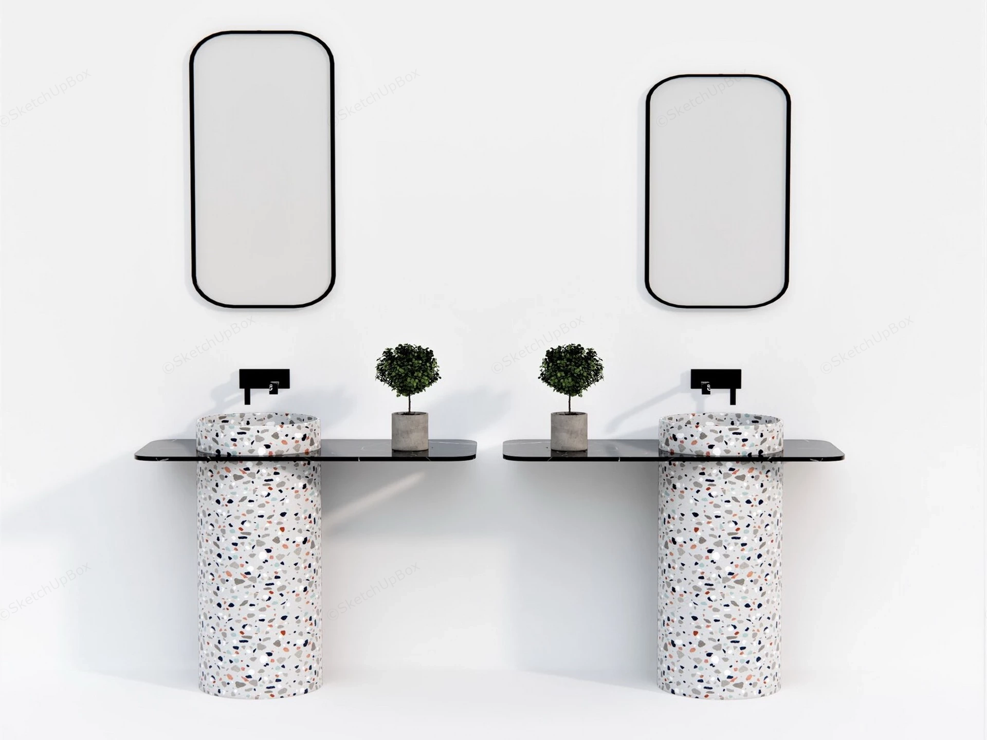 Minimalist Double Vanity Setup sketchup model preview - SketchupBox