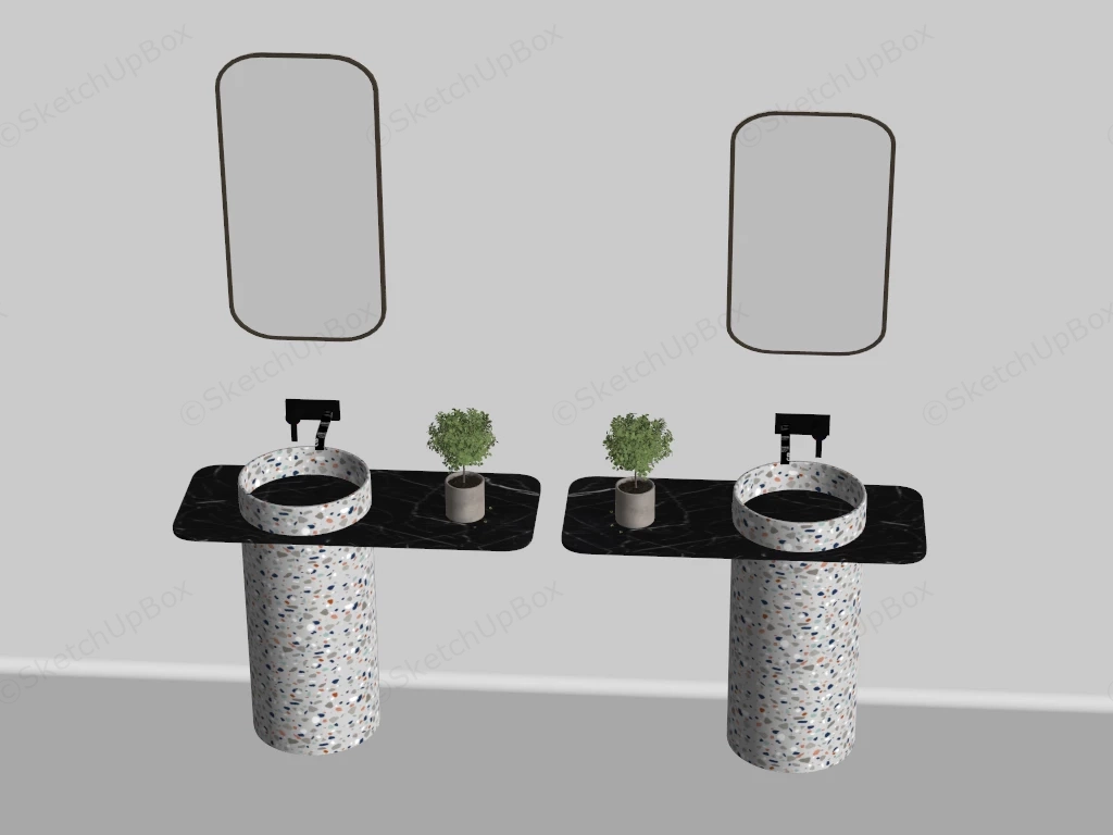Minimalist Double Vanity Setup sketchup model preview - SketchupBox