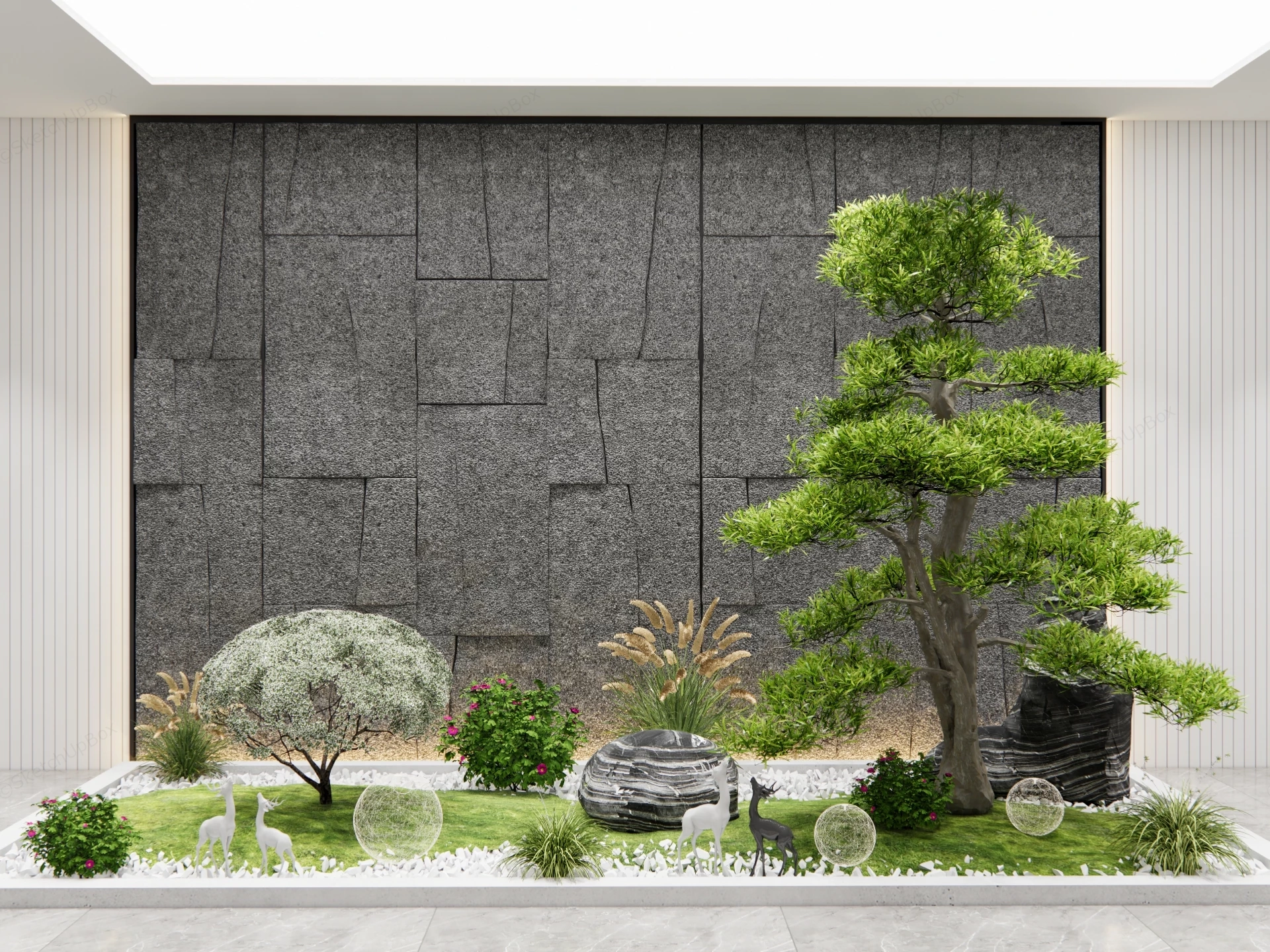 Zen Inspired Indoor Garden sketchup model preview - SketchupBox