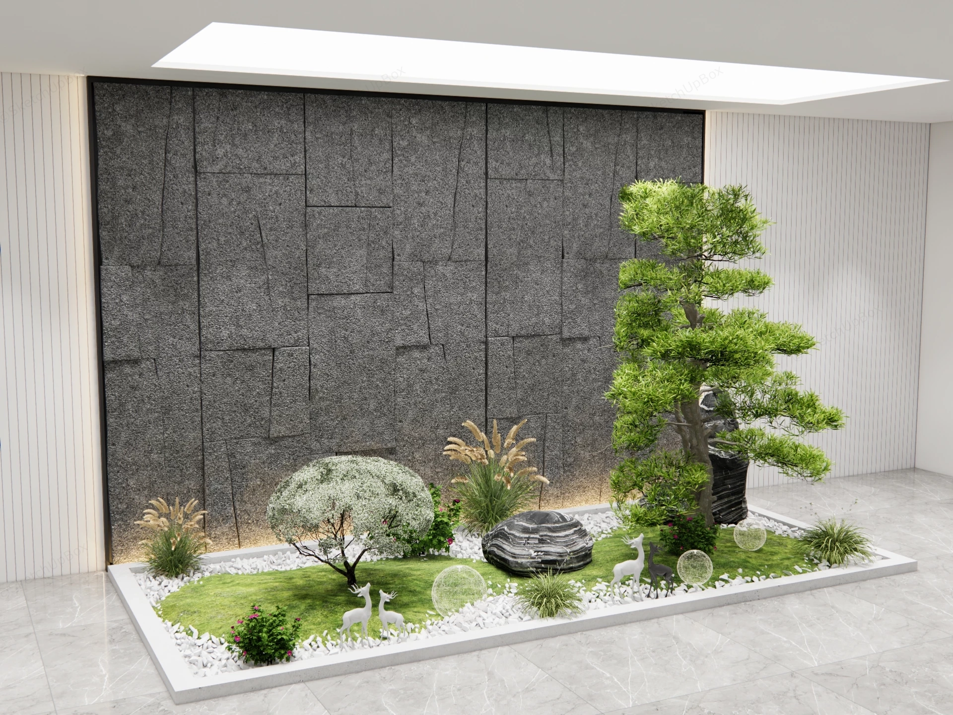 Zen Inspired Indoor Garden sketchup model preview - SketchupBox