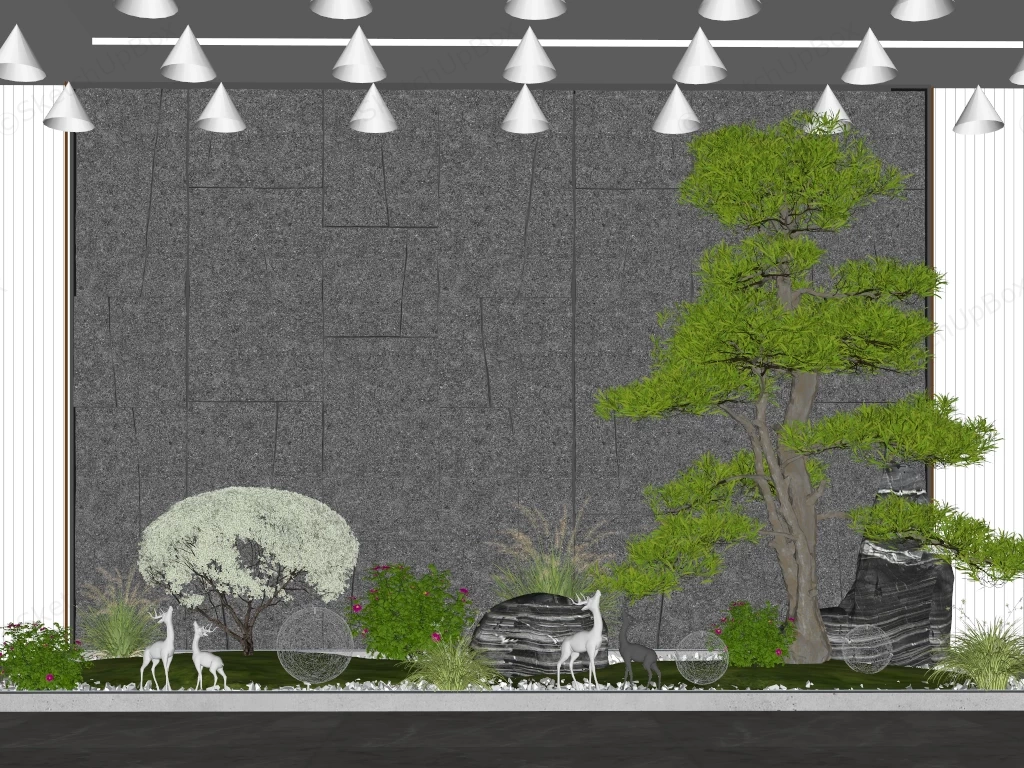 Zen Inspired Indoor Garden sketchup model preview - SketchupBox