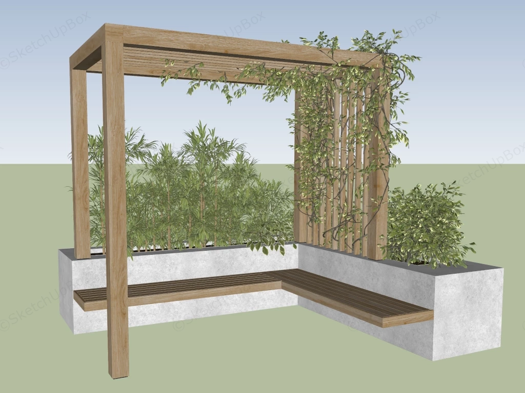 Modular Outdoor Bench And Planter Structure sketchup model preview - SketchupBox