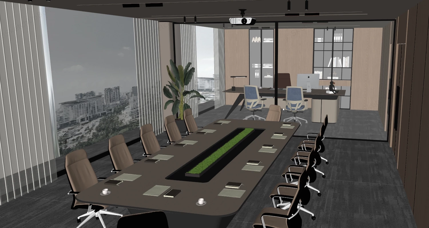 Sophisticated Corporate Conference Room sketchup model preview - SketchupBox