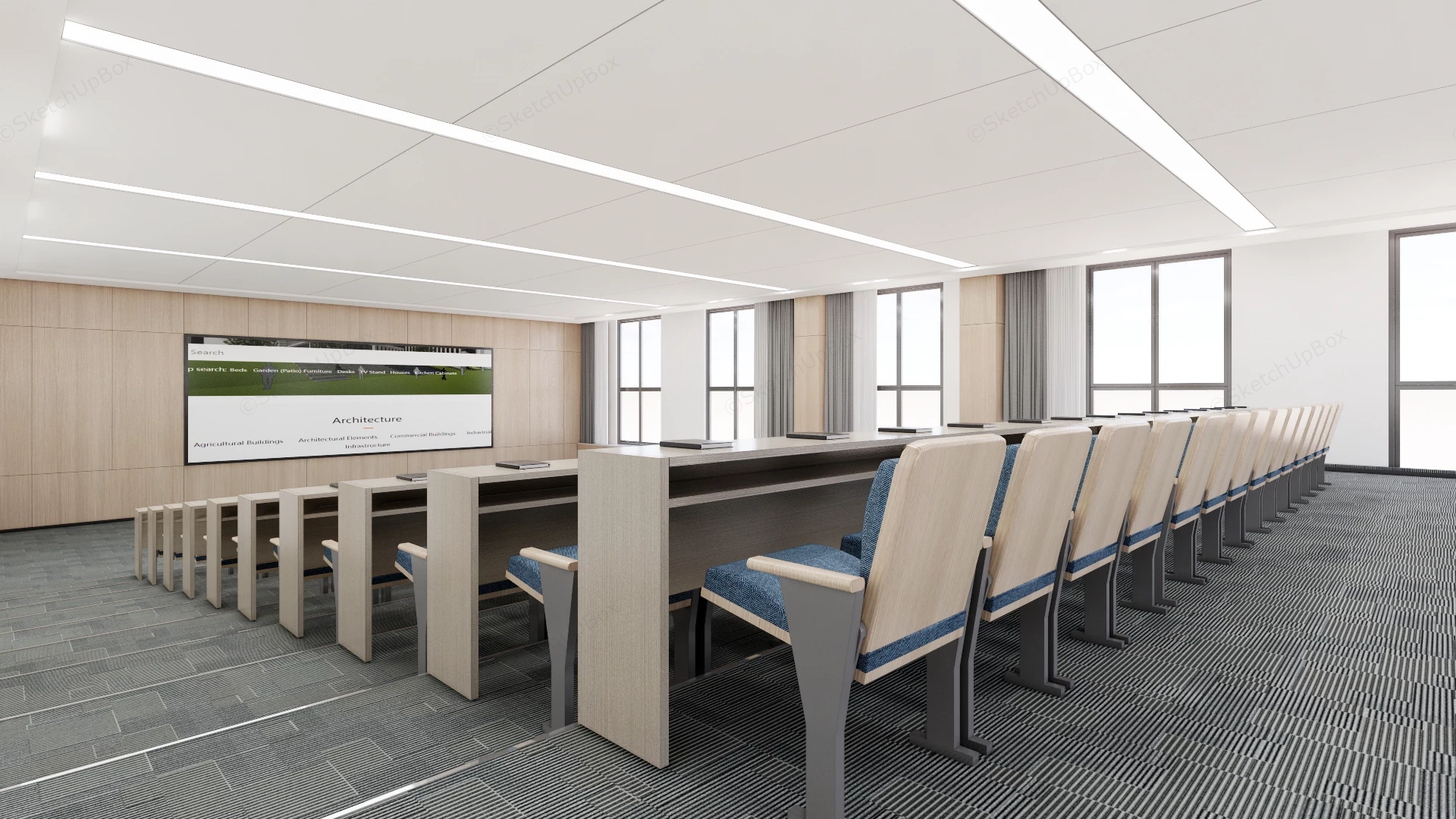 Modern Tiered Lecture Hall sketchup model preview - SketchupBox