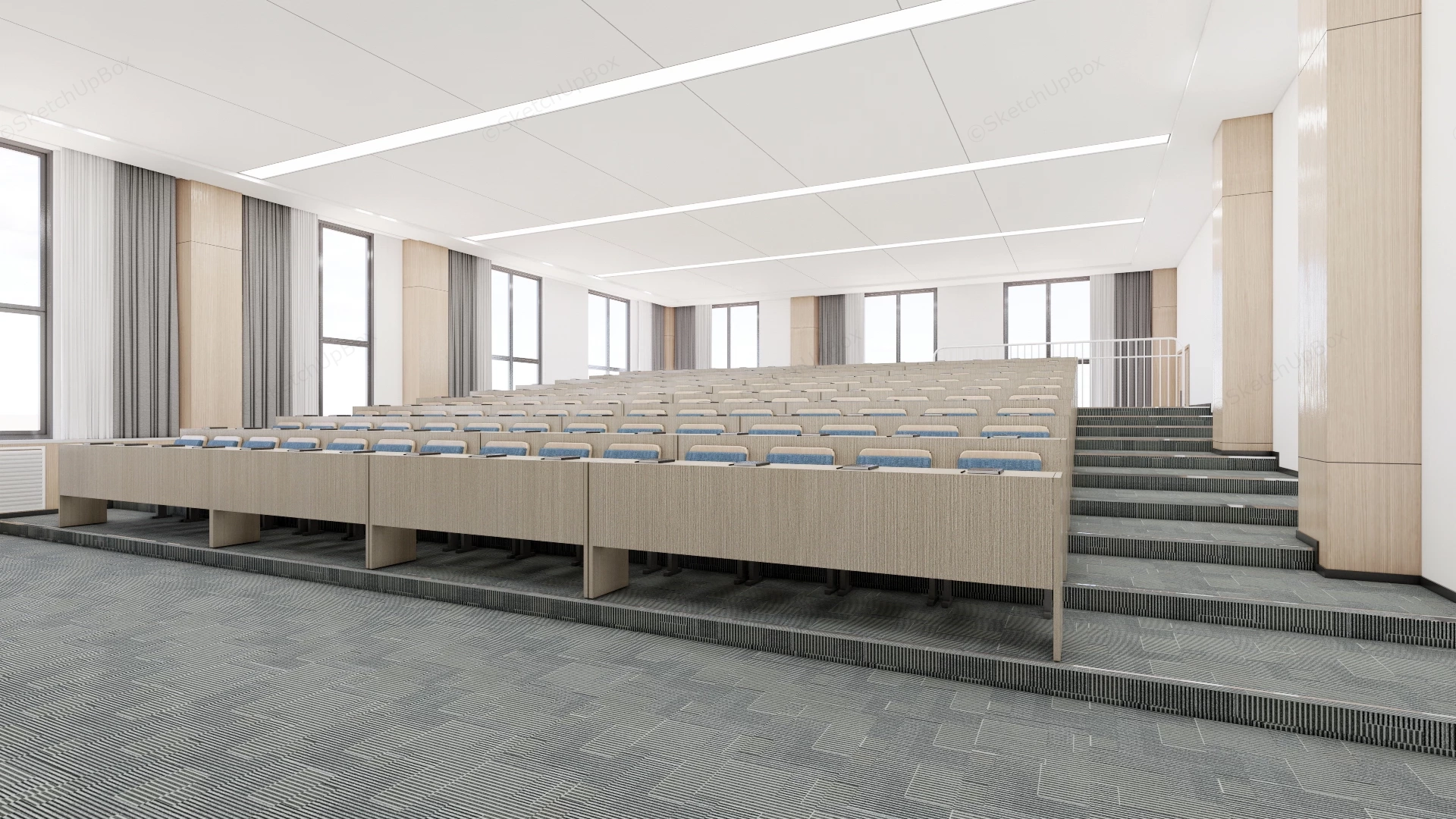 Modern Tiered Lecture Hall sketchup model preview - SketchupBox