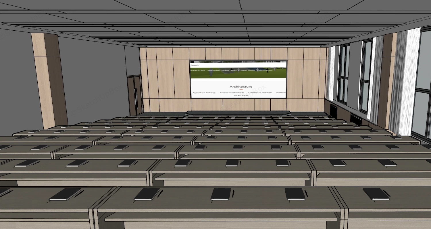 Modern Tiered Lecture Hall sketchup model preview - SketchupBox