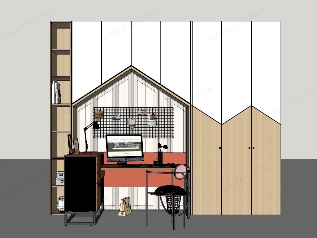 Teen Study Workstation And Wardrobe System sketchup model preview - SketchupBox