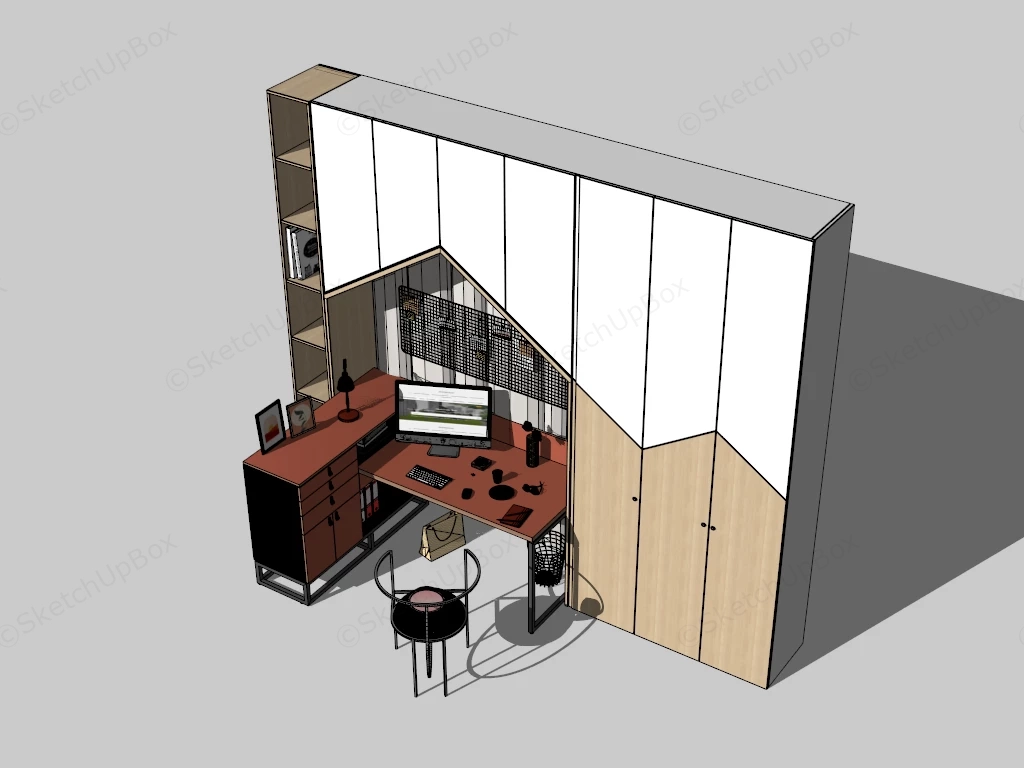 Teen Study Workstation And Wardrobe System sketchup model preview - SketchupBox