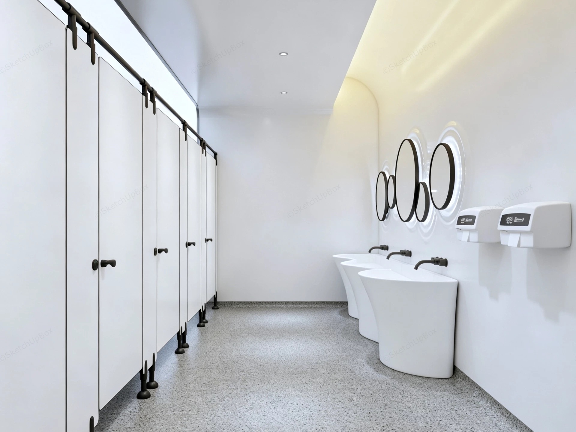 Minimalist Public Restroom Design sketchup model preview - SketchupBox